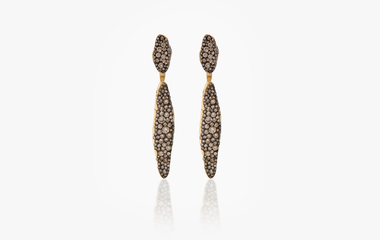 BABY MALAK FLOURISH CHAMPAGNE FULL LONG MARQUISE EARRINGS